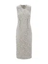 P.a.r.o.s.h Light Grey Lace Midi Dress In Grey