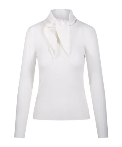 P.a.r.o.s.h . Long D Bow-neck Knitted Sweater In White