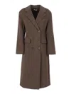P.a.r.o.s.h Long Double-breasted Wool Blend Coat In Brown