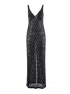P.a.r.o.s.h Sequined Black Evening Dress With Deep V-neckline In Black