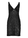 P.a.r.o.s.h V-neck Sequin Detail Mini Dress In Black