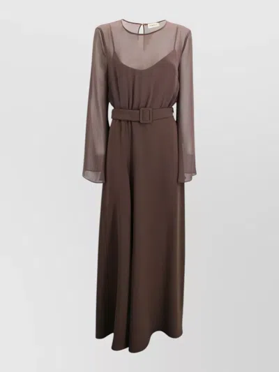 P.a.r.o.s.h Long Dress Belt Fluid Silhouette In Brown