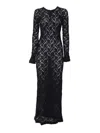 P.a.r.o.s.h Bodycon Lace Maxi Dress In Black
