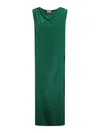 P.a.r.o.s.h . Sleeveless Green Silk Dress With Draped Neckline