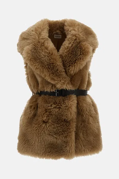 P.a.r.o.s.h Long Eco-fur Gilet In Brown