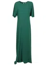 P.a.r.o.s.h Draped Detail Midi Length Round Neckline In Green