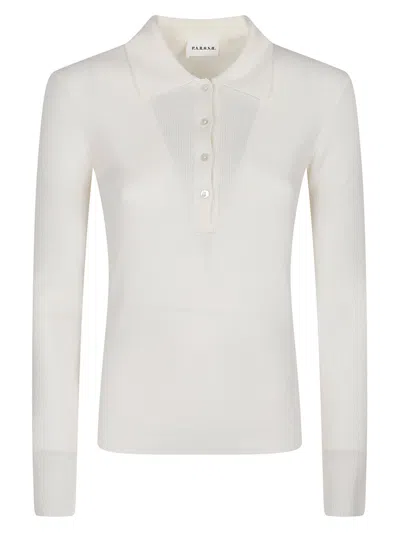 P.a.r.o.s.h Long Polo Neck Fine Ribbed Wool Polo Shirt In Multi
