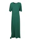 P.a.r.o.s.h Draped Detail Midi Length Round Neckline In Green
