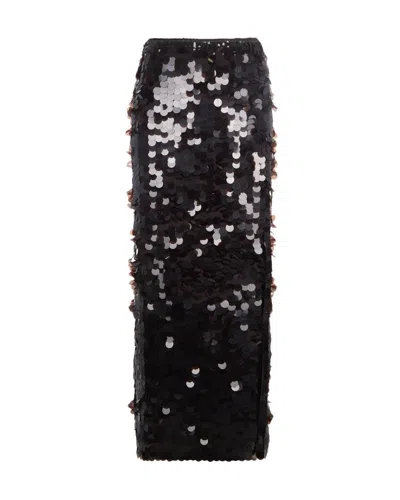 P.A.R.O.S.H LONG SKIRT WITH DARK BROWN SEQUINS