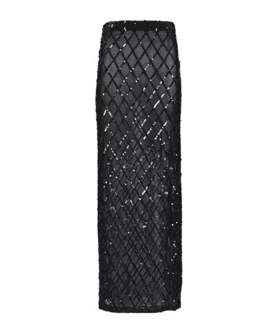 P.a.r.o.s.h Long Skirt With Sequins In Black
