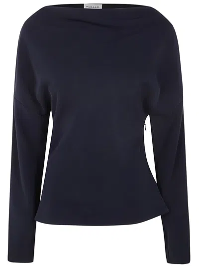 P.a.r.o.s.h Long Sleeve Blouse With Dropping Neckline In Blue