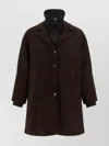 P.a.r.o.s.h Suede Coat With Knit Insert And Front Button Closure In Red