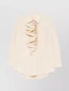 P.a.r.o.s.h Long Sleeve Collared Shirt With Ruffled Detail In White