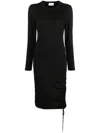 P.a.r.o.s.h Black Long Sleeve Draped Short Dress In Black