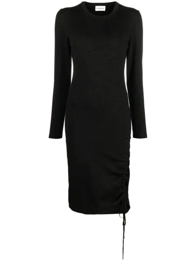 P.a.r.o.s.h . Long Sleeve Draped Short Dress In Black