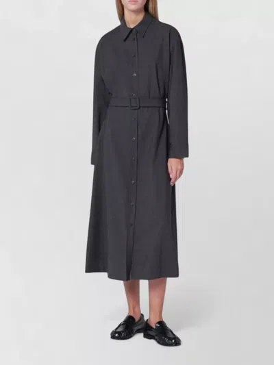 P.a.r.o.s.h Long Sleeve Dress Belted Waist Design In Gray