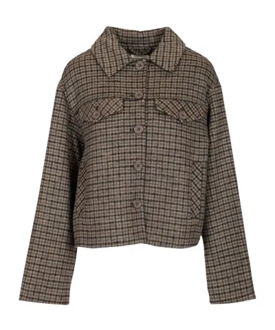 P.A.R.O.S.H CHECKED FRAYED-SLEEVE JACKET