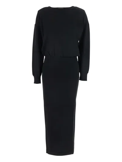 P.a.r.o.s.h Long-sleeve Maxi Dress In Black
