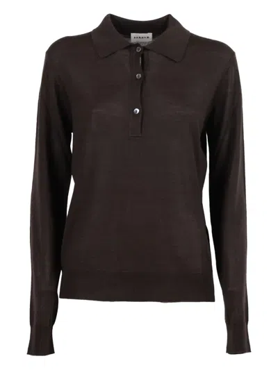 P.a.r.o.s.h Long-sleeve Polo Shirt In Brown