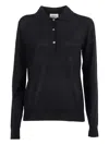 P.a.r.o.s.h Long-sleeve Polo With Classic Collar And Tailored Fit In Black