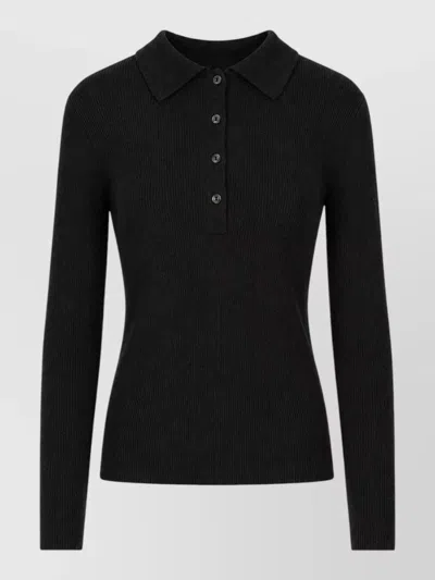 P.a.r.o.s.h Long Sleeve Ribbed Top Collared Design In Blue