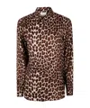 P.a.r.o.s.h . Leopard Print Silk Shirt With Pointed Collar And Overfit Silhouette In Animal Print