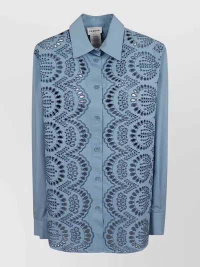 P.a.r.o.s.h Long Sleeve Shirt Embroidered Design Detail In Blue