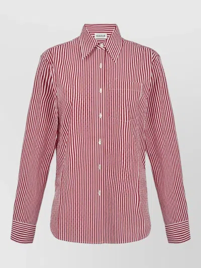 P.a.r.o.s.h Long Sleeve Striped Shirt Chest Pocket In Red