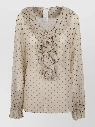 P.a.r.o.s.h Long Sleeve V Neck Polka Dot Blouse