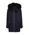 P.a.r.o.s.h Hooded Parka With Fur Trim And Drawstring Waist In Black