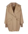 P.a.r.o.s.h Parosh Nude Wool Cape With Double-breasted Front In Brown