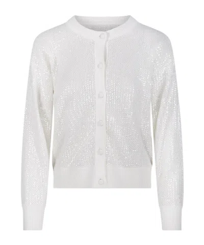 P.a.r.o.s.h Long-sleeved Knitted Cardigan In White