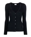 P.a.r.o.s.h Parosh Ribbed Knit Sweater With Plunging V-neck And Button Placket In Black