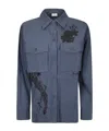 P.a.r.o.s.h Ninja Floral-embroidered Shirt In Blue