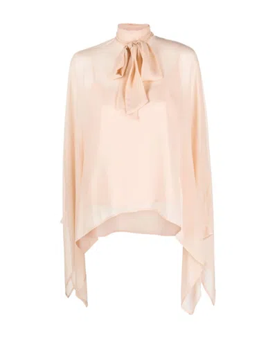 P.a.r.o.s.h Pussy Bow-collar Silk Blouse In Nude