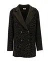 P.a.r.o.s.h Dark Green Animal Print Blazer In Black