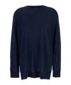 P.a.r.o.s.h Blue Crewneck Sweater With Asymmetric Hem In Wool And Cashmere Woman In Black