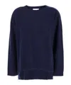 P.a.r.o.s.h Blue Crewneck Sweater With Asymmetric Hem In Wool And Cashmere Woman In Black