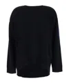 P.a.r.o.s.h Black Crewneck Sweater With Asymmetric Hem In Wool And Cashmere Woman In Black