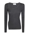 P.a.r.o.s.h Parosh Maglia Scollo Asimmetrico Costina In Black