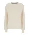 P.a.r.o.s.h White Knit Crewneck Sweater In Nude