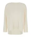 P.a.r.o.s.h White Crewneck Sweater With Asymmetric Hem In Wool And Cashmere Woman In Neutral
