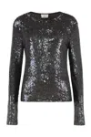 P.a.r.o.s.h Sequin-embroidered Dark Brown Tulle Blouse With Fitted Silhouette In Brown