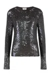 P.a.r.o.s.h Sequin-embroidered Dark Brown Tulle Blouse With Fitted Silhouette In Brown