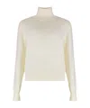P.a.r.o.s.h Parosh Lime Wool And Cachemire Turtleneck Pullover In White