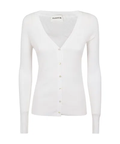 P.a.r.o.s.h Long-sleeved V-neck Knitted Cardigan In White