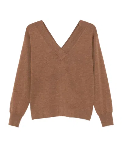 P.a.r.o.s.h Long-sleeved V-neck Sweater In Brown
