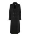 P.a.r.o.s.h Long Blue Double-breasted Coat With Ribbed Revers In Black