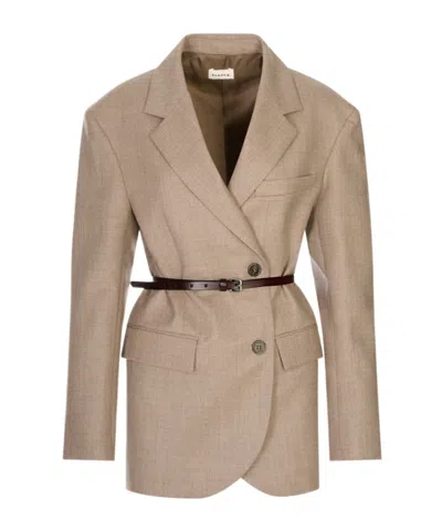 P.a.r.o.s.h Belted Double-breasted Blazer In Brown