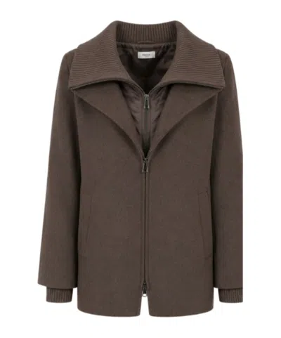 P.a.r.o.s.h Long-sleeve Casual Zip-up Jacket In Brown